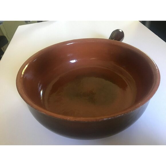 Vtg Extra large Terracotta Earthen Cooking Pan Italian Heavily Glazed 28 - Picture 2 of 10